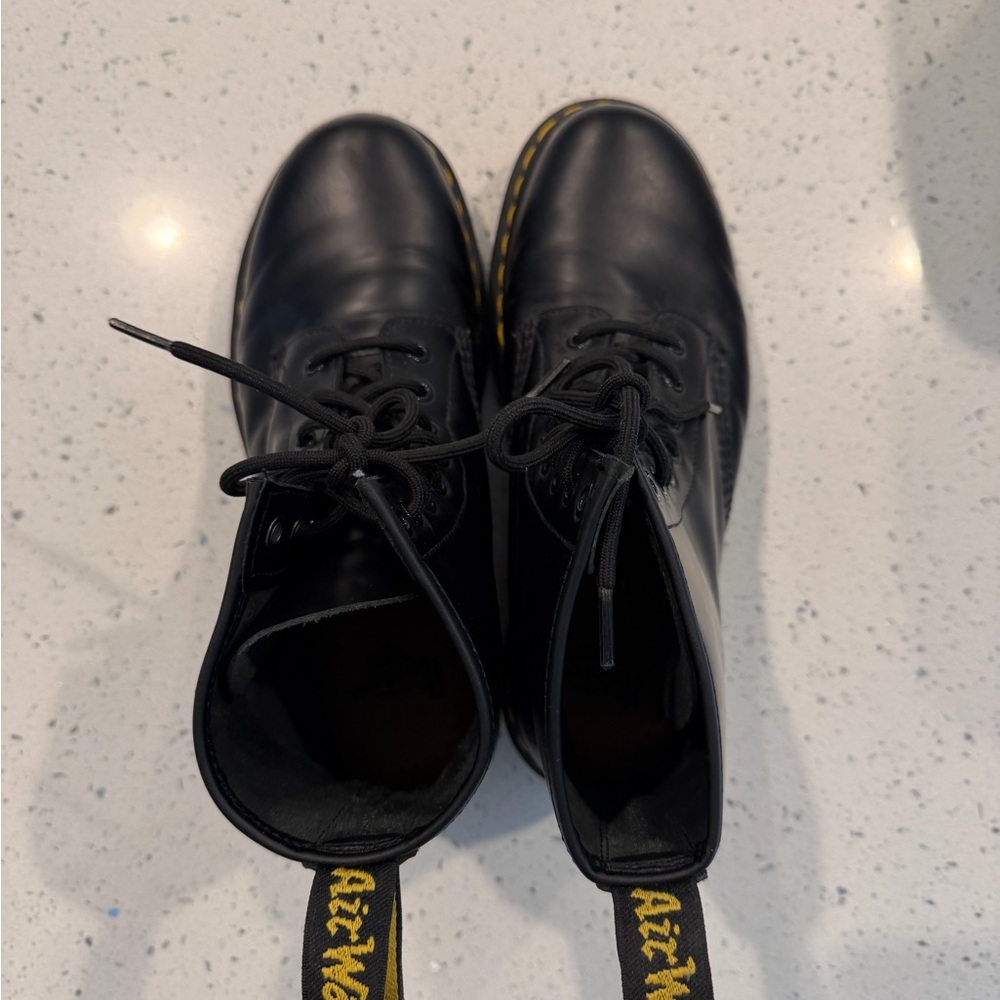 Dr. Martens Black Boots with Yellow Stitching